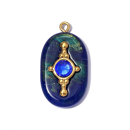 304 Stainless Steel Resin Pendants STAS-OY012-56G-1