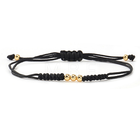 Stylish Unisex Round Brass Bead Braided Bracelets OJ1564-3-1