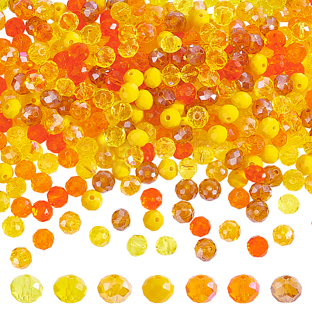 7 Strands 7 Style Electroplate Transparent & Opaque Solid Color Glass Beads Strands EGLA-HY0001-03A-1