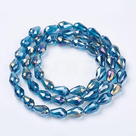 Electroplate Glass Beads Strands X-EGLA-D015-15x10mm-31-1