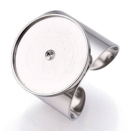 Non-Tarnish 304 Stainless Steel Open Cuff Finger Ring Cabochon Settings X-STAS-T060-03P-1