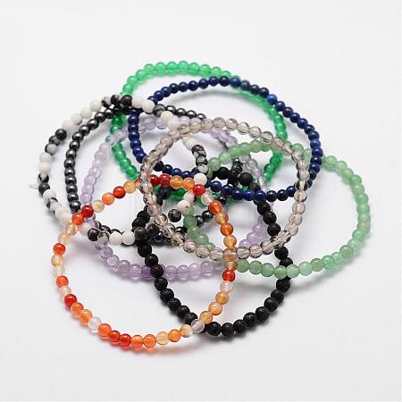 Natural & Synthetic Gemstone Beaded Stretch Bracelets BJEW-K127-02-M-1