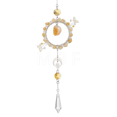 Natural Topaz Jade & Citrine & Glass Suncatcher HJEW-TA00454-02-1