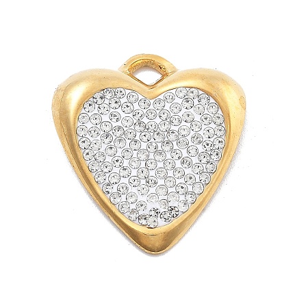 304 Stainless Steel Polymer Clay Rhinestone Pendants RESI-R155-012G-05-1