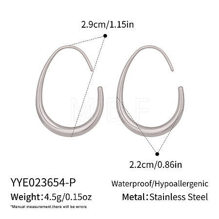 304 Stainless Steel Teardrop Dangle Earrings TS6139-2-1