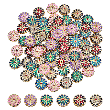 60Pcs 6 Colors Alloy Enamel Beads ENAM-WR0001-22-1