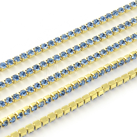 Nickel Free Raw(Unplated) Brass Rhinestone Strass Chains CHC-R119-S6-07C-1-1