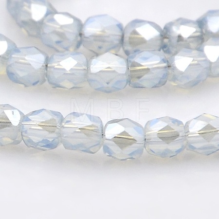 Pearl Luster Plated Glass Faceted Drum Beads Strands GLAA-A032-4mm-PL09-1