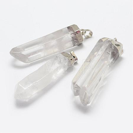 Natural Quartz Crystal Pointed Pendants G-F463-20S-1