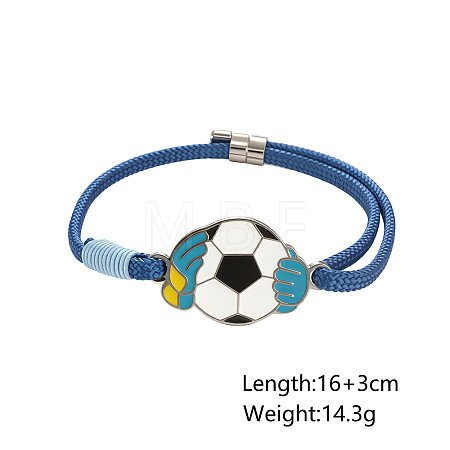 Sports 304 Stainless Steel Enamel Football Link Nylon Cord Slider Bracelets WG8FD6E-05-1
