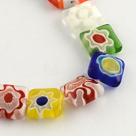 Square Handmade Millefiori Glass Beads Strands X-LK-R004-19-1