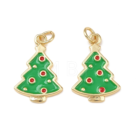 Christmas Brass Enamel Pendants KK-L255-17G-05-1