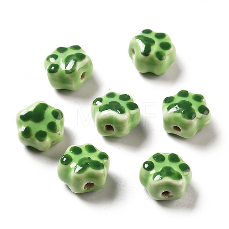 Handmade Printed Porcelain Beads PORC-F005-02E-1