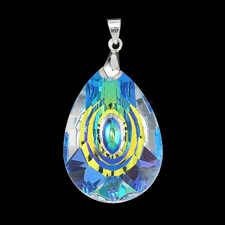 AB Color Plated Glass Pendants PALLOY-JF05680-1