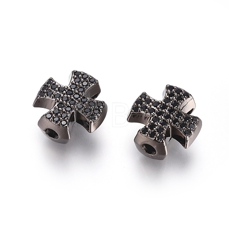 Brass Micro Pave Cubic Zirconia Slide Charms ZIRC-G166-38B-1