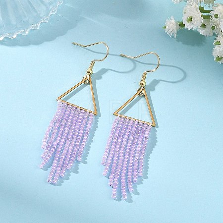 Glass Beaded Dangle Earrings EJEW-MZ00749-01-1