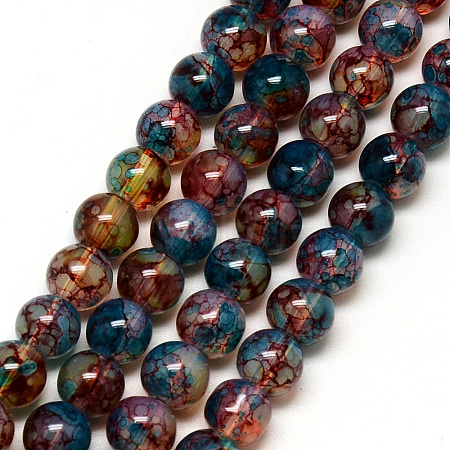 Baking Paint Glass Beads Strands DGLA-Q023-6mm-DB60-01-1
