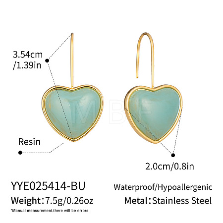 Heart 304 Stainless Steel Dangle Earrings KD3316-5-1