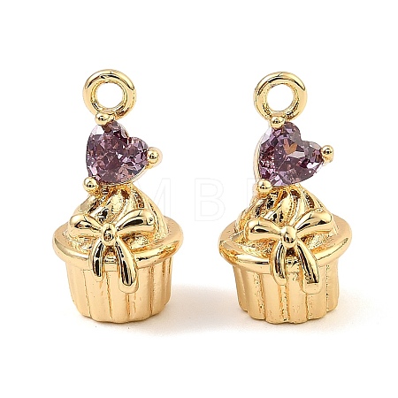 Brass Micro Pave Cubic Zirconia Pendants KK-C155-16G-03-1