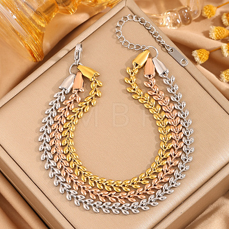 304 Stainless Steel Wheat Link Chains Multi-strand Bracelets for Women WG63B33-03-1