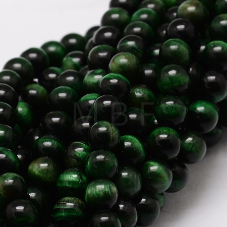Natural Tiger Eye(Dyed & Heated) Round Beads Strands G-E329-6mm-40A-1