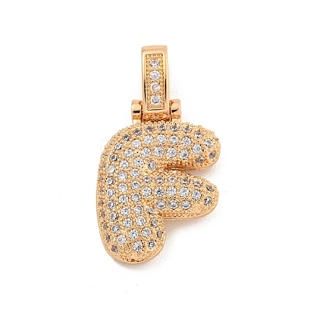 Brass Micro Pave Clear Cubic Zirconia Pendants KK-B099-01G-F-1