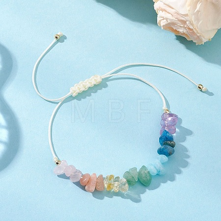 Chakra Natural Gemstone Chip Beads Braided Bead Bracelets BJEW-JB12885-1