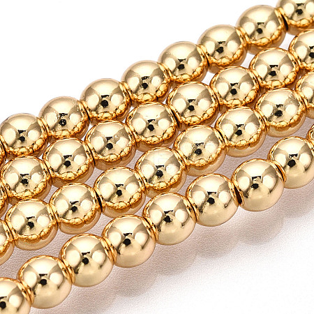 Electroplate Non-magnetic Synthetic Hematite Bead Strands G-Q466-4mm-04-1