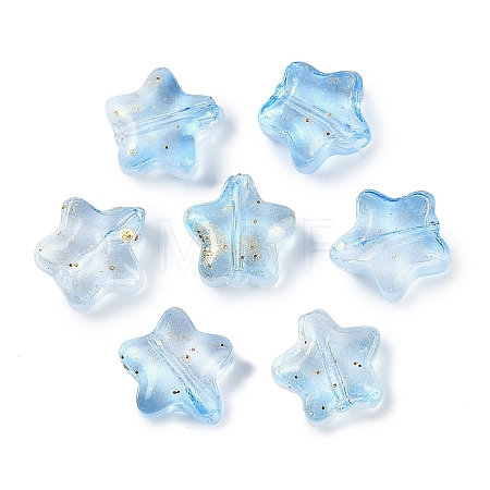 Transparent Spray Painted Frosted Glass Beads GLAA-NH0003-01H-1