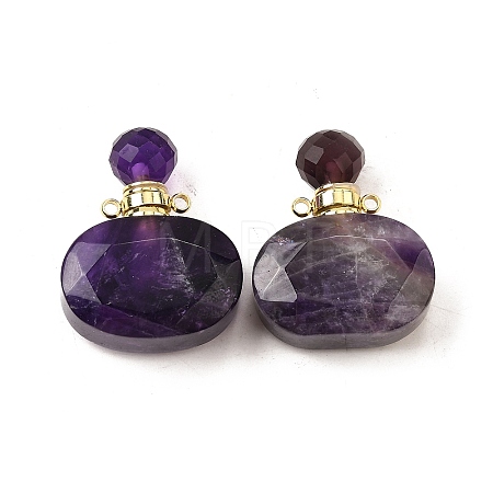 Natural Amethyst Perfume Bottle Pendants G-L623-07G-05-1
