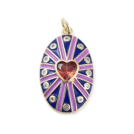 Rack Plating Brass Micro Pave Clear Cubic Zirconia Pendants KK-H474-23G-03-1