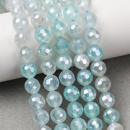 Electroplated Natural Agate Beads Strands G-B191-A07-6mm-14-1