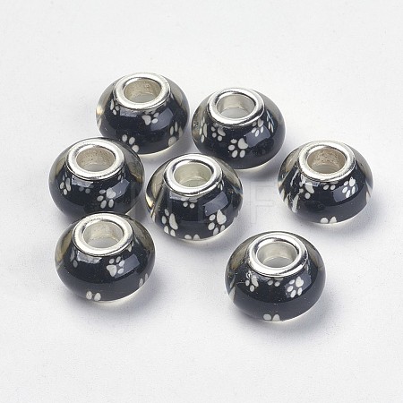 Large Hole Dog Paw Prints Pattern Resin European Beads X-OPDL-Q128-12J-1