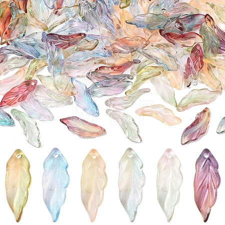 180Pcs 6 Colors Baking Paint Transparent Glass Pendants DGLA-YW0001-68-1