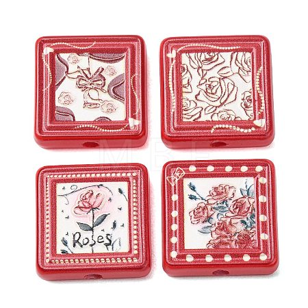 Baking Paint Printed Acrylic Beads AC-CBA46F7-01-1