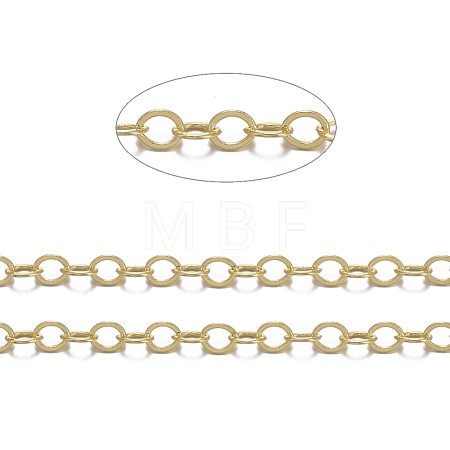 Brass Flat Oval Cable Chains X-CHC025Y-G-1