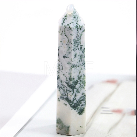 Point Tower Natural Moss Agate Healing Stone Wands PW-WG027AD-03-1