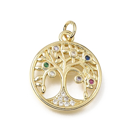 Brass Micro Pave Colorful Cubic Zirconia Charms CU-L001-12G-03-1