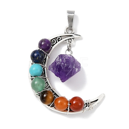 7 Chakra Gemstone Round Pendants PALLOY-JF02402-01-1