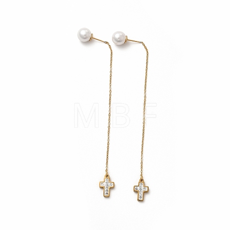Rhinestone Geometric Dangle Stud Earrings EJEW-E278-05G-06-1