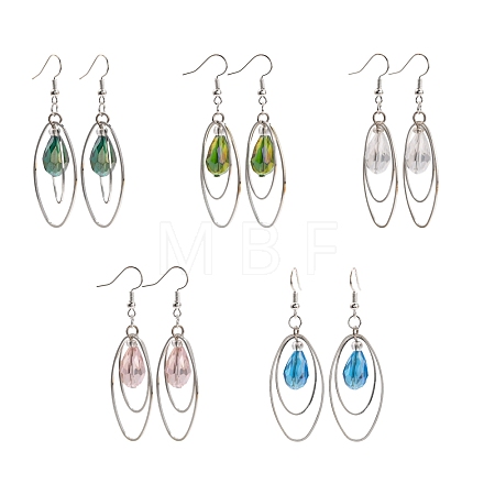 Trendy Glass Teardrop Dangle Earrings EJEW-JE00529-1