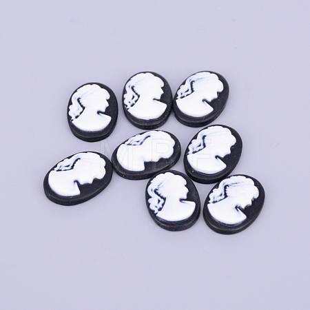 Resin Cameo Lady Head Cabochons CRES-WH0002-01A-1