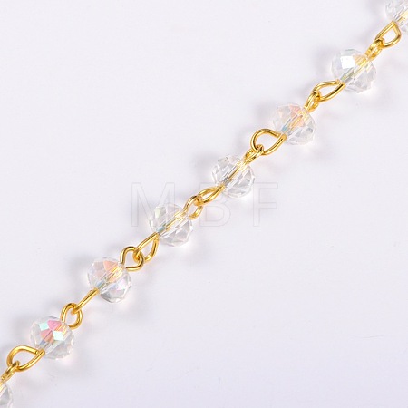 Handmade Rondelle Glass Beads Chains for Necklaces Bracelets Making X-AJEW-JB00037-04-1
