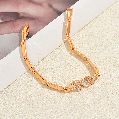 Brass Micro Pave Clear Cubic Zirconia Link Chain Bracelets for Women PP8141-3-1