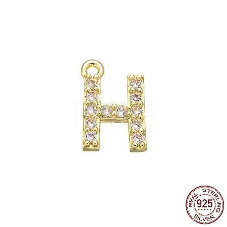 Real 18K Gold Plated 925 Sterling Silver Micro Pave Clear Cubic Zirconia Charms STER-P054-10G-H-1