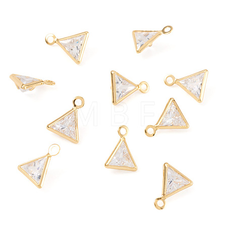 10Pcs Brass Micro Pave Cubic Zirconia Triangle Charms KK-TADJ0001-25-1