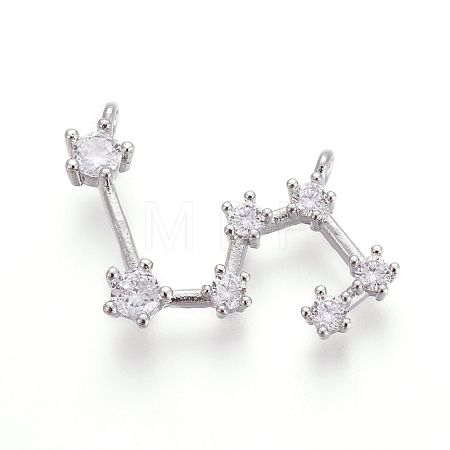Brass Micro Pave Cubic Zirconia Pendants X-ZIRC-F099-20P-12-1