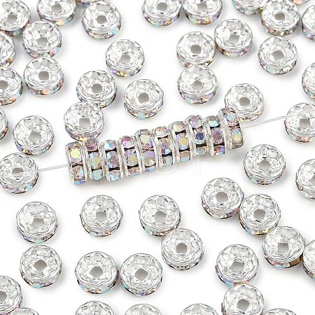 Brass Grade A Rhinestone Spacer Beads RB-A004-4-1