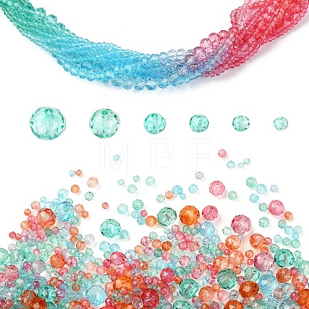 6 Styles Gradient Color Transparent Painted Glass Beads Strands DGLA-YW0001-28K-1