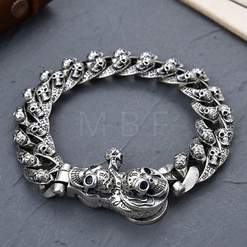 Tibetan Style Alloy Skull Link Chain Bracelet Men WG16695-01-1